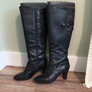 Life Stride Black Heeled Boots Mid-Calf Height